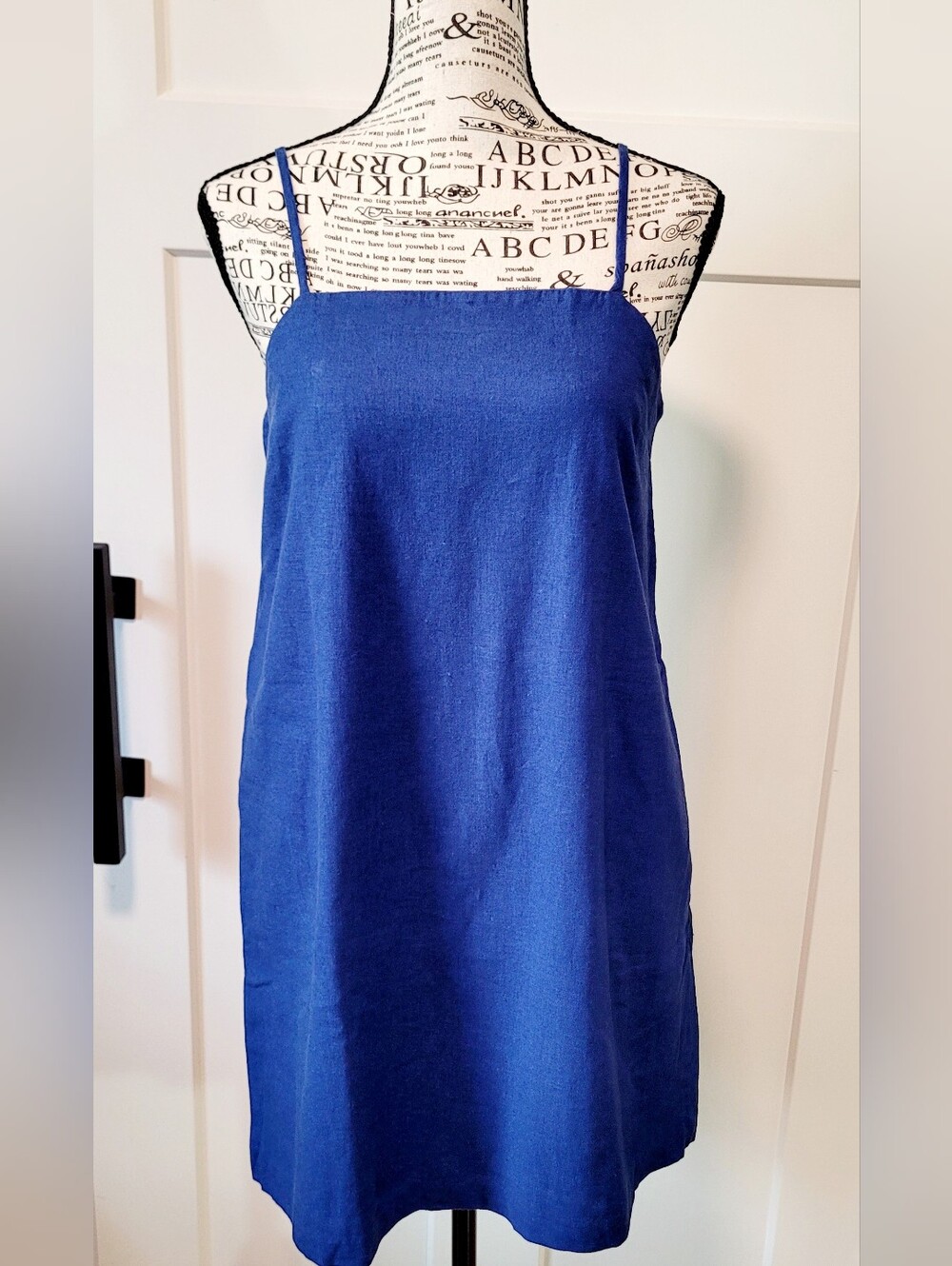 Banana Republic Womens Linen Blend Strappy Mini Dress Sz XS Blue Summer Beach